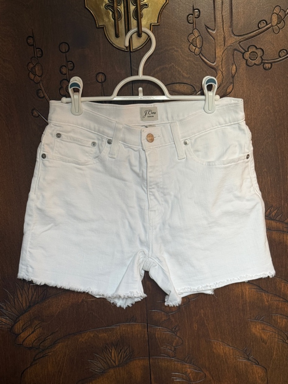 J. Crew White Raw-Hem Denim Shorts